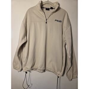 Ping Golf Sweatshirt Mens S Beige 1/4 Zip Pullover Activewear Outdoor Pockets